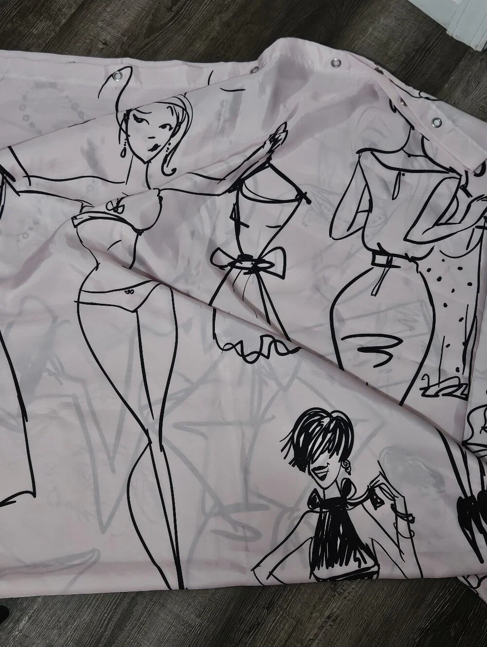 Girly Pink Shower Curtain Fashion Sketch 72x72